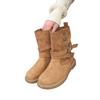 Autumn western trend short boots autumn and winter new velvet warm buckle niche design snow boots women