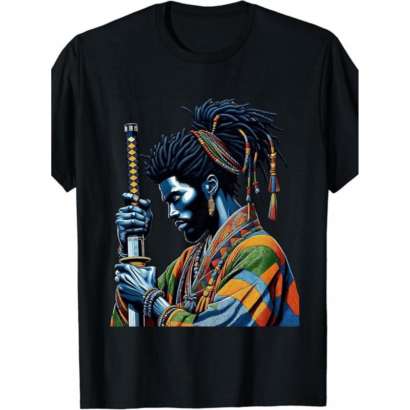 American Samoan Barber Japanese-Style Bushido Art T-Shirt