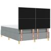 LED Box Spring Bed with Mattress Light Grey 140 x 200 cm Fabric