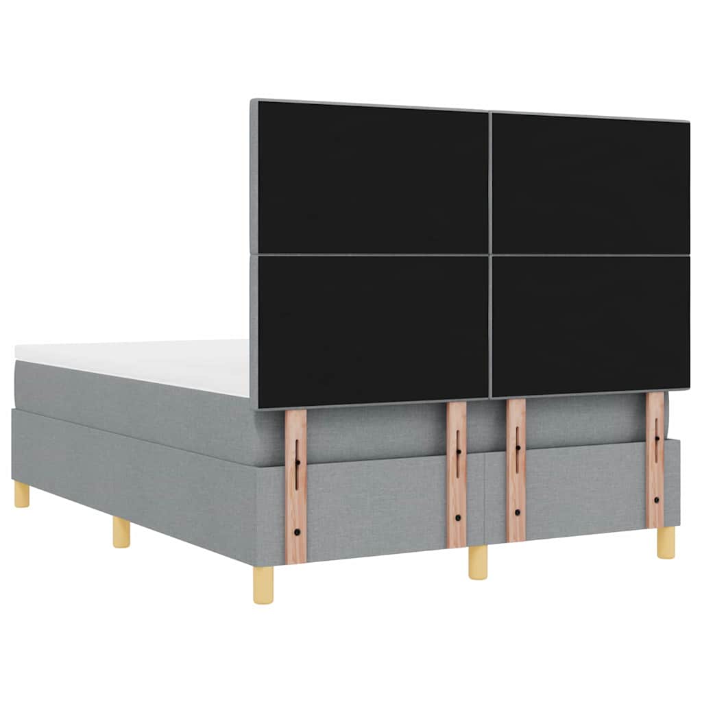 LED Box Spring Bed with Mattress Light Grey 140 x 200 cm Fabric