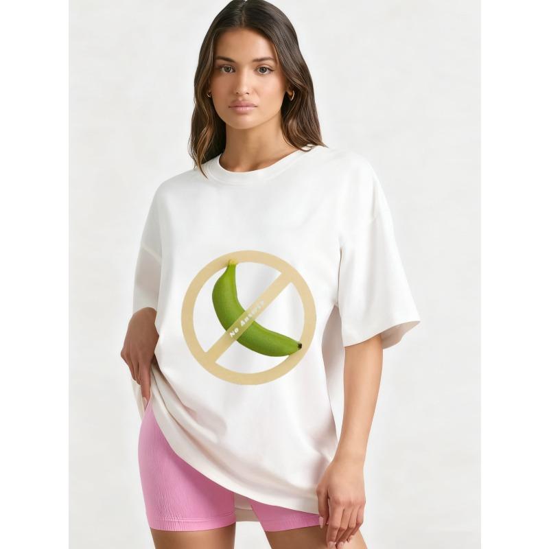 

Футболка оверсайз черная с принтом «Black Banana No Anxiety» графическая футболка повседневная уличная мода топ для женщин и мужчин XXXXL белый