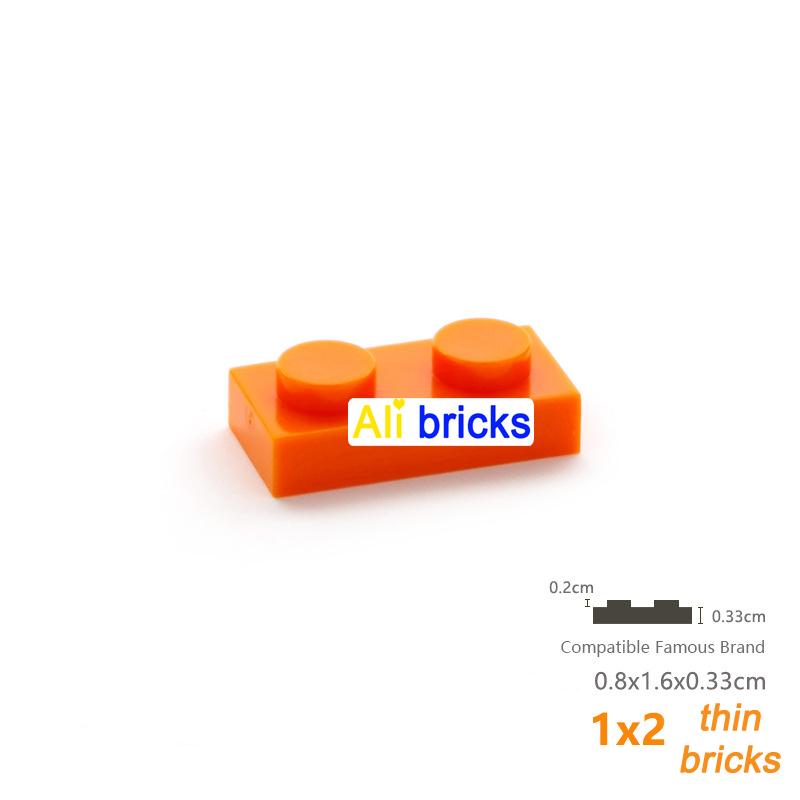 200pcs 1x2 Plate Brick Building Blocks Baseplate 3023 Accessories Bulk Parts Developing Classic MOC Brick Toys for Kids