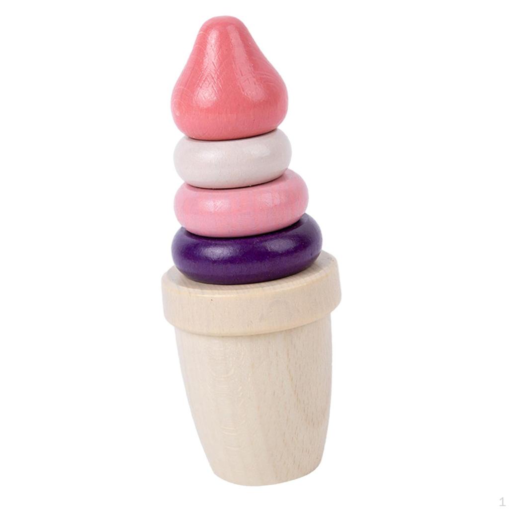 Ice Cream Stacker Toy Toddlers Preschool Boys Girls Montessori Stacking Game Red