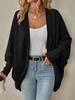 Cardigan en maille ouvert sur le devant pour femme, manches chauve-souris longues, coupe ample, couleur unie, pull décontracté d'automne