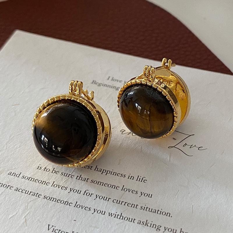 Geometriske ovale øredobber med stift, vridd kantdesign, premium følelse øredobber, middelalderske vintage franske retro øredobber