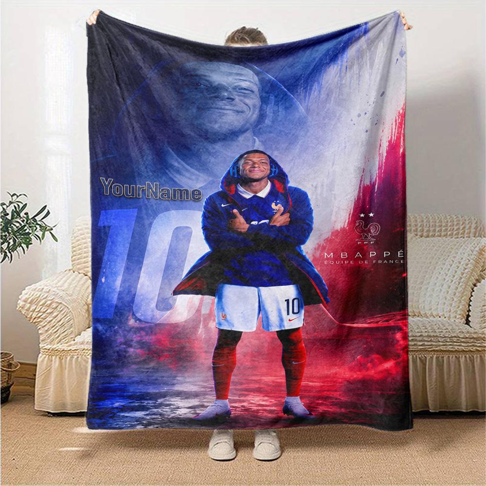 Coperta con Nome Personalizzato Mbappe Coperta Leggera Personalizzabile Morbida e Accogliente Adatta per Letto Decorazione Casa Divano Divano Quattro Stagioni Multiuso