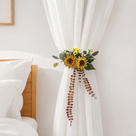1Pc Artificial Flowers Curtain Curtain Tie Realistic Tieback Decorative Flower Peony Rose Sunflower