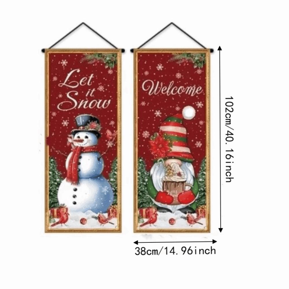 4pcs 2D Flat Christmas Flag Banners Snowman Xmas Decoration Indoor Decoration