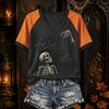 Women's Halloween Themed Raglan Short Sleeve T-Shirt for Party and Everyday Wear