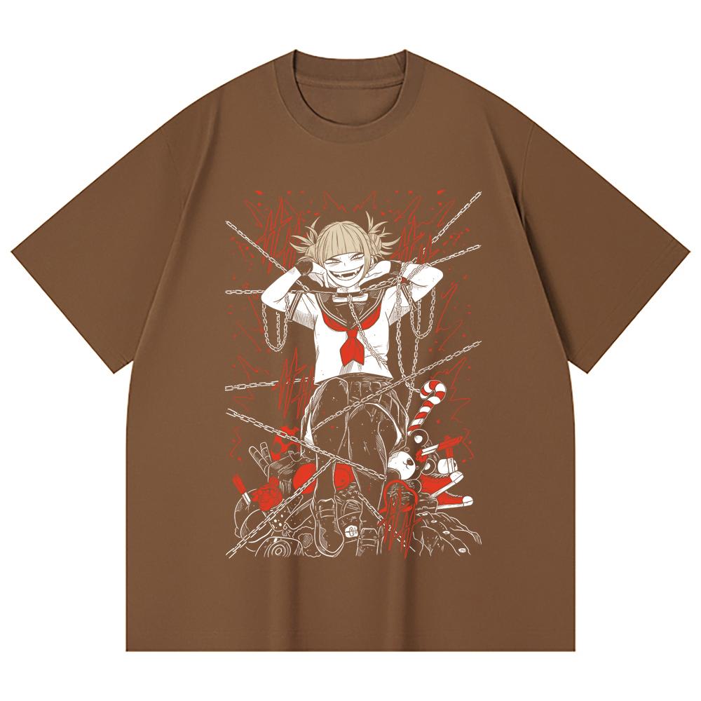 230 Gsm 100% Cotton My Hero Academia V8 Toga Print Unisex Heavy Cotton T Shirt