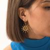 European-American Hollow Spiral Sun Pendant Stainless Steel Earrings - Non-fading, Light Luxury, High-End Women's Jewelry