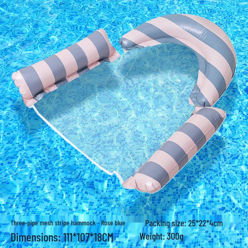 Tumbona Flotante Inflable Plegable Transfronteriza con Respaldo y Malla