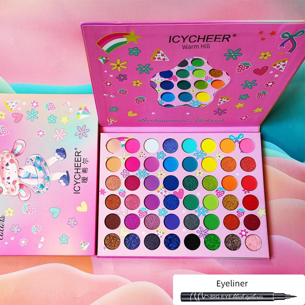 48 Colors Fashion Colors Eye Shadow Plate Green Purple Eye Shadow Stage Makeup for Children and Students Shiny Crystal Glitter