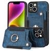 Rfid Blocking Pu Leather Phone Case With Ring Holder Strap Card Slot For Iphone