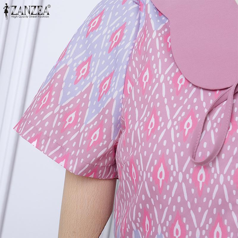 ZANZEA Women Summer Casual Short Sleeve Print Dress