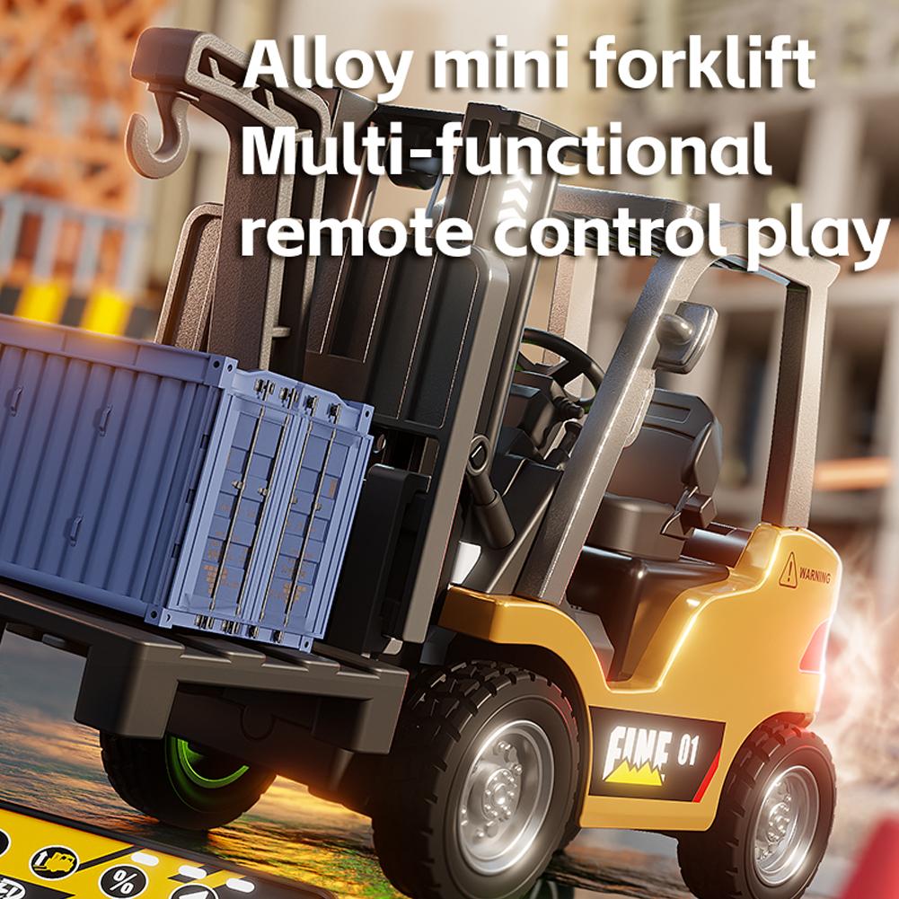 Remote Control Mini Rc Car Forklift Truck 1:64 Desktop Alloy Simulation Engineering Vehicle Sound Emulation Children'S Toys