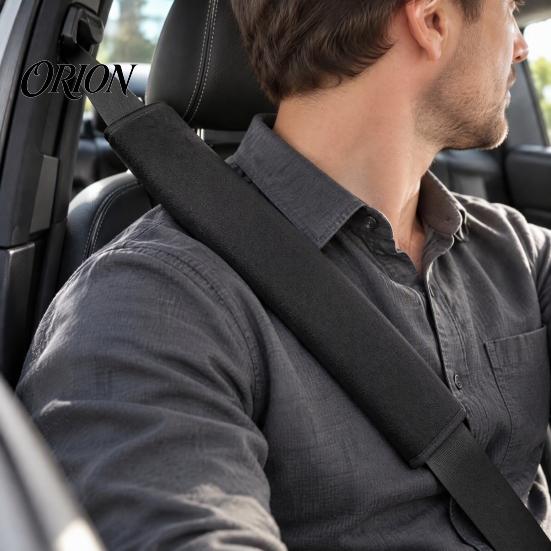 Black Protective Belt Sleeves Car Seat Shoulder Protector, Extended Breathable Polyester Pad, Quick Hook Protectors And Loop Installation Sleeve