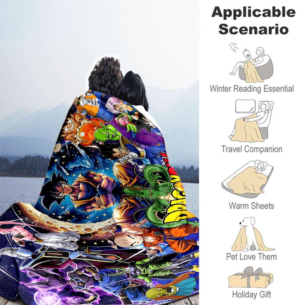 1PC Dragon Ball Heroes Outdoor Flannel Throw Blanket - HD Printed Lightweight Soft Warm All-Season Blanket for Sofa, Bed, Travel, Camping 092
