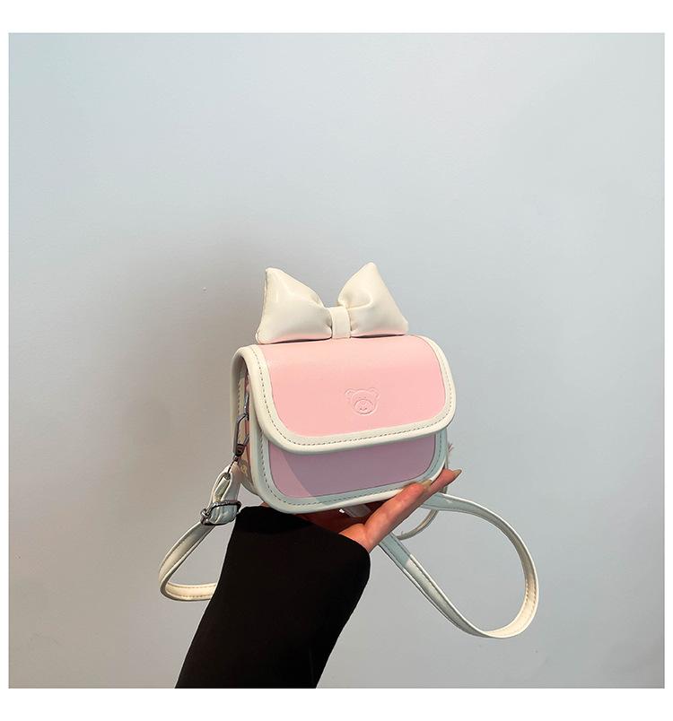 

Модная контрастная расцветка, женственная милая сумка-бант для девочки, новая цветовая гамма, на плечо, кроссбоди, маленькая квадратная сумка розовый
