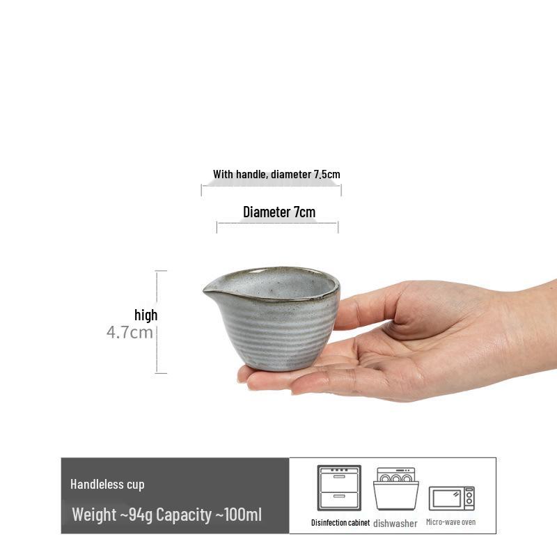 Vintage-Style Ceramic Handleless Teacup Set – Japanese-Inspired Rustic Coffee & Water Cups