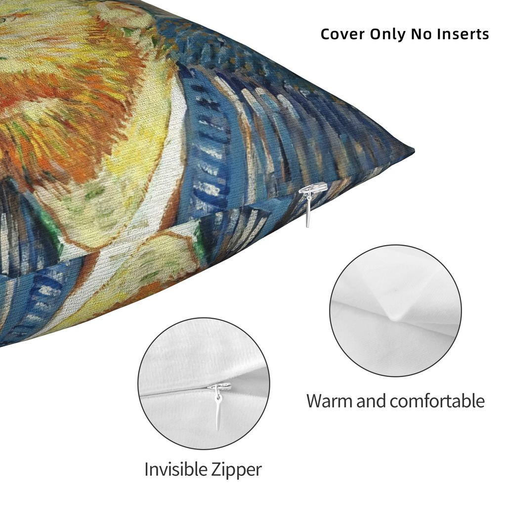 Self-portrait of Vincent Van Gogh Pillowcase Polyester Cushion Cover Gift Throw Pillow Case Cover Chair Dropshipping 45*45cm