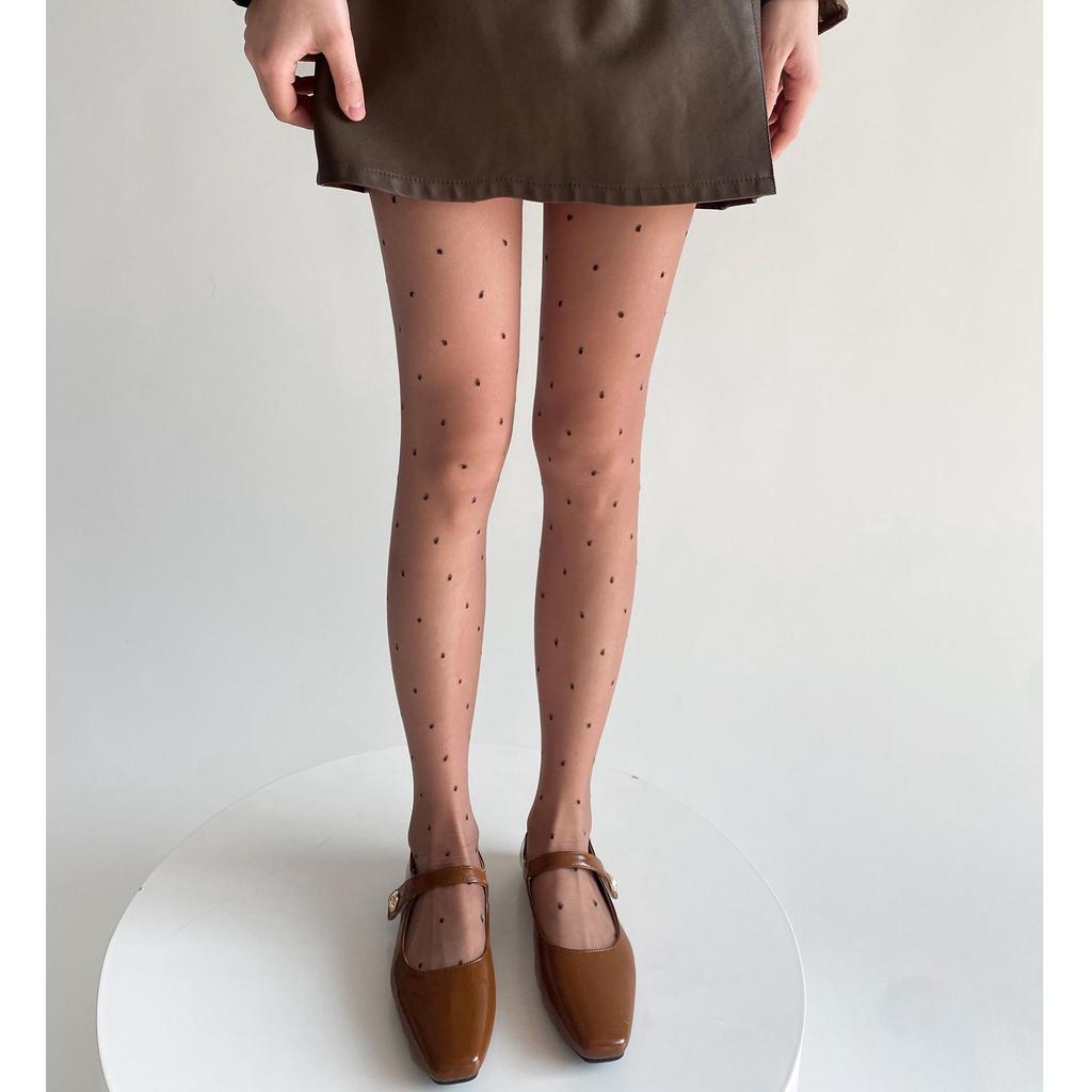 2024 Spring/Summer Core-Spun Jacquard Stockings: Ultra-Thin Slimming Socks with Polka Dots & Hearts