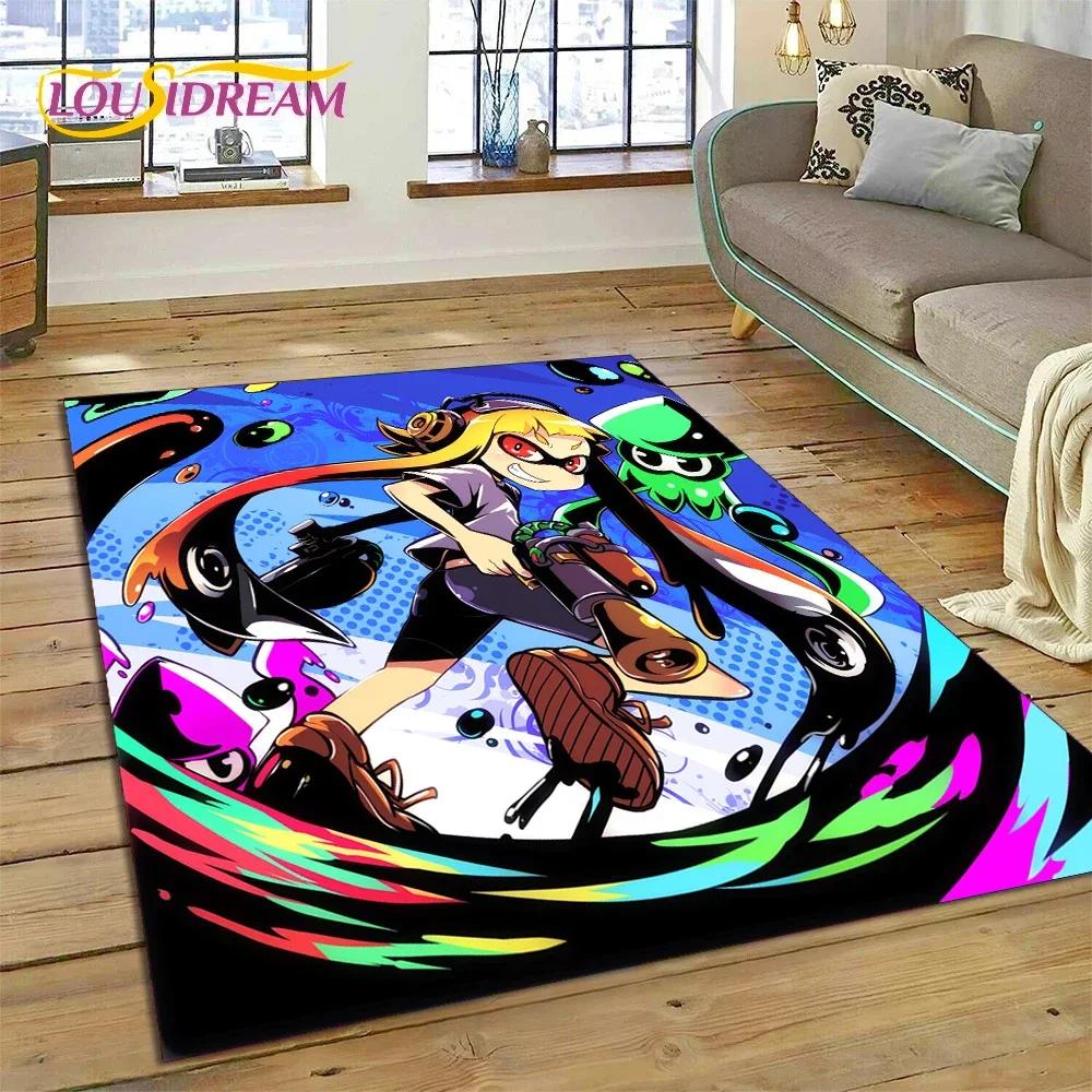 Splatoon3 PC Gamer Kreskówka Gra Dywanik do Sypialni Salonu Domu Dekoracja Sofy,Gra dla Dzieci Duży Dekor Mata Podłogowa Prezent