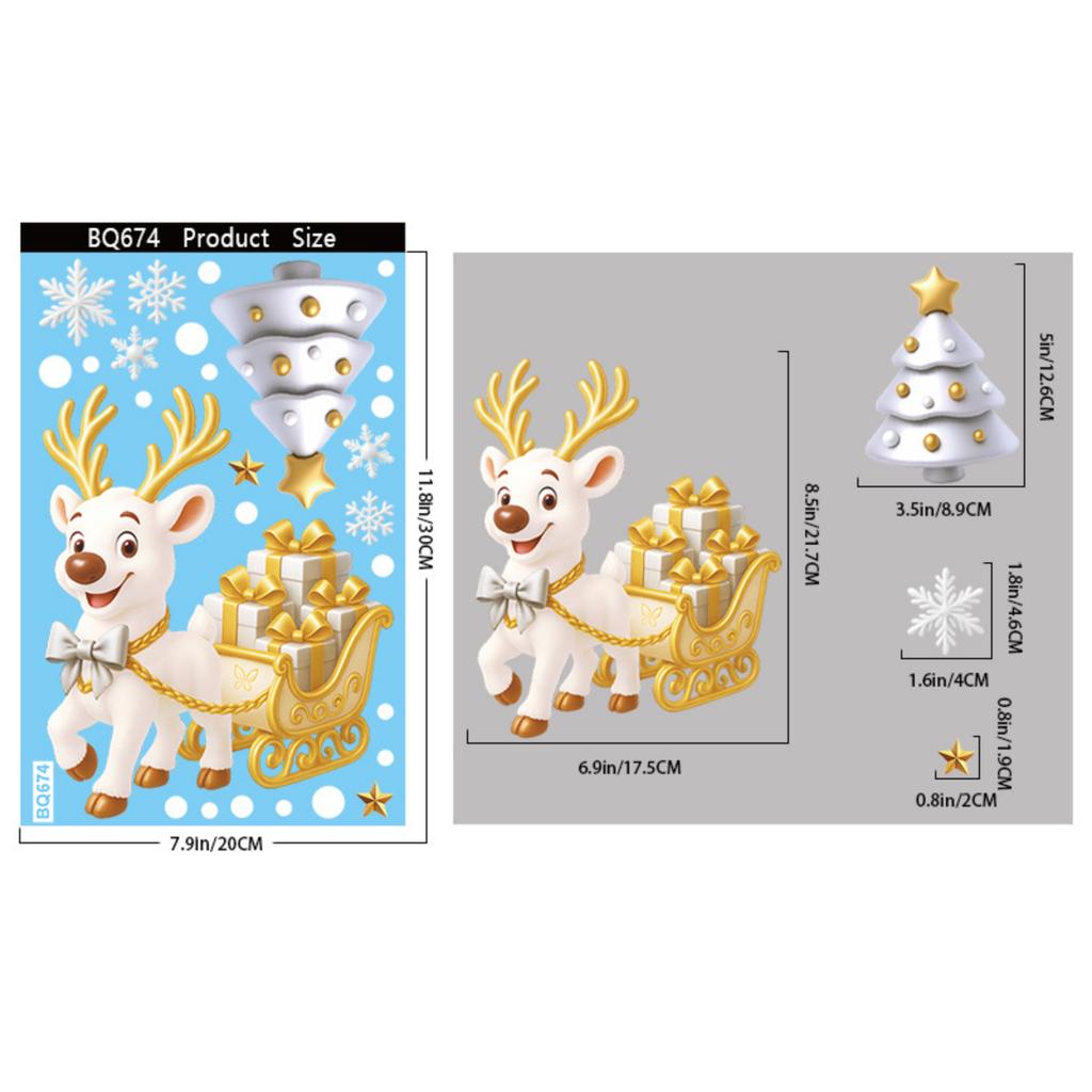 Cute Christmas Stickers , Double-sided Electrostatic Printing, 1Pieces Per Pack.