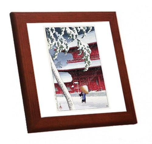 

Kawase Hasui s Zojoji Temple, Shiba wooden framed photo tile (Japanese Masterpieces Series) (white background)