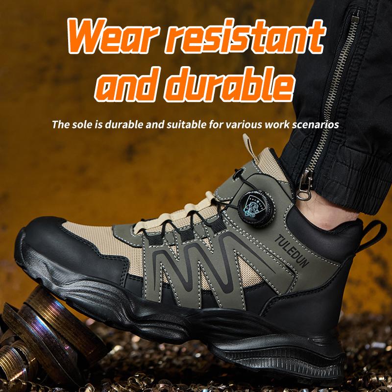 Rotating Button Safety Shoes Men Anti Slip Breathable Work Sneakers Steel Toe Shoes Puncture-Proof Indestructible Shoes Security