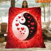 1pc 2D Flat Printing Spring And Summer New Arrival Heart Yin Yang Theme Digital Print Blanket, Throw Blanket, Soft And Comfortable 100% Fiber, All-Sea
