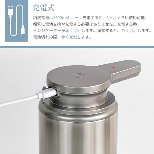 LAOPAO Automatic Foaming Soap Dispenser, Stainless Steel, 2-Level, Hand Wash, Rechargeable, Hand Soap Dispenser, Dish Detergent, Hand Soap, Countertop