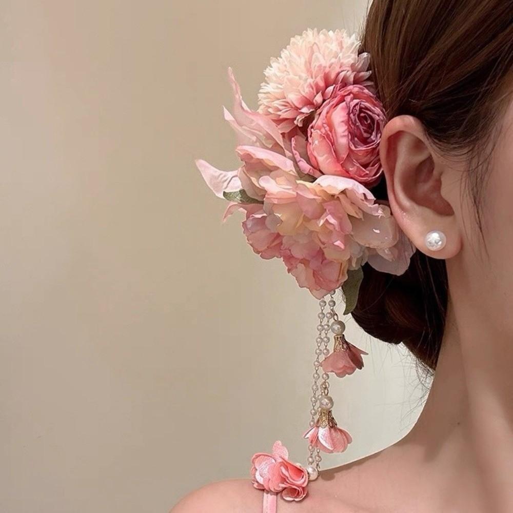 Ancient Style Chinese Style Hair Clip Colorful Flower Hairpin  Photography Props