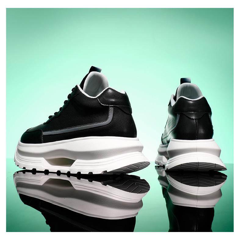 8CM Height Increasing White Dad Sneakers, Thick Sole Retro Casual for Spring and Autumn