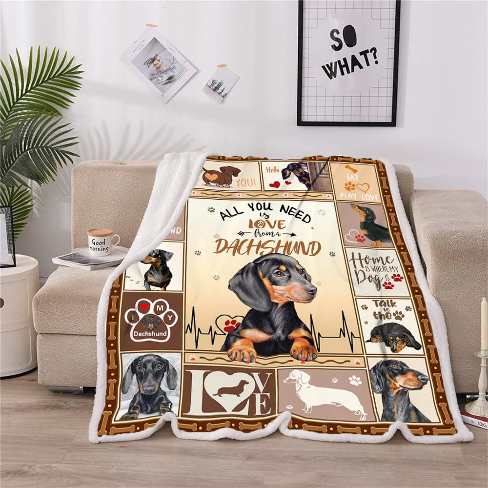 1pc Print Dachshund Weiner Dog Blanket Gifts for Dog Lovers Family Blankets Throw Home Sofa Lunch Break Student Nap Gifts