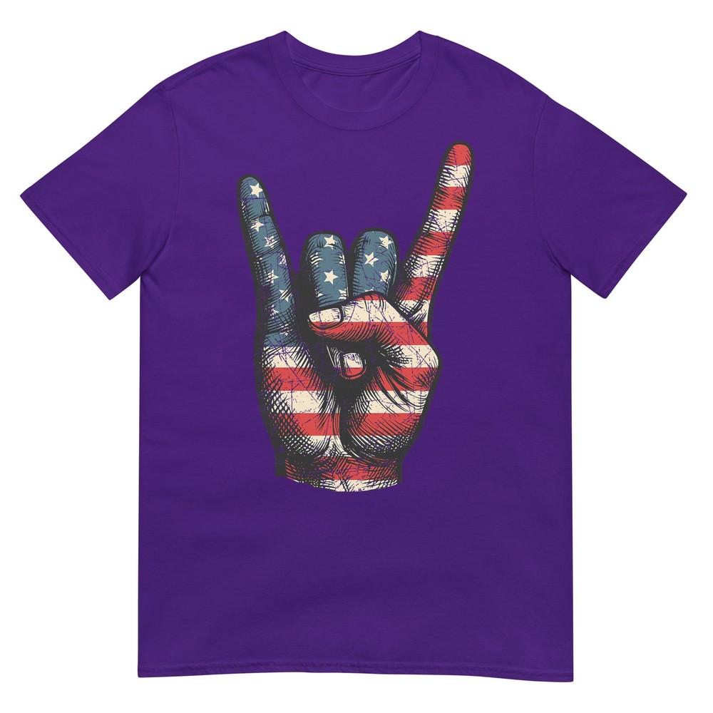 Retro Merica Rock Sign 4th Of July Vintage Usa American Flag TShirt