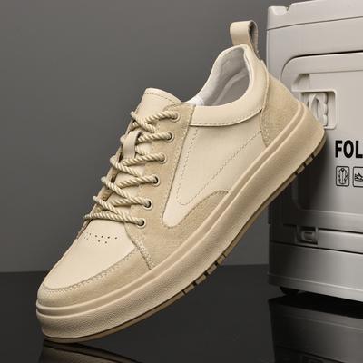 New Design Male Casual Shoes Breathable Genuine Leather Sneakers Fashion Driving Walking Skateboard Shoes Men's Vulcanize Shoes