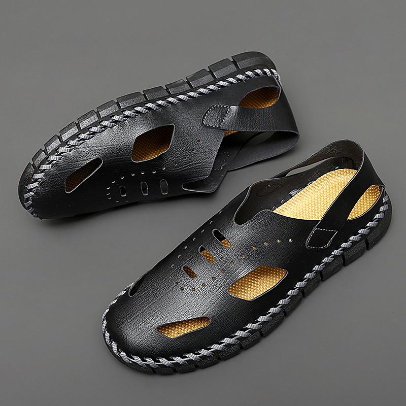 Luxury Handmade Summer Shoes Brand Designer Casual Sandals Classic Slip On Outdoor Men Sandals Leather Comfy Walking Sneakers