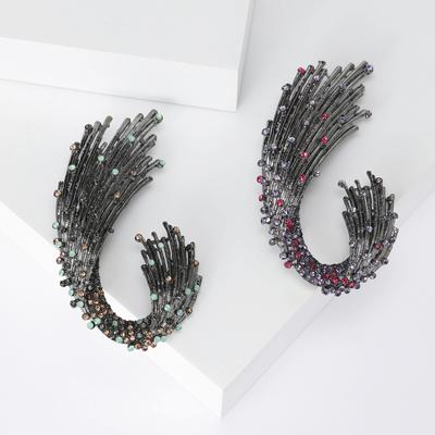 Fashion Vintage Alloy Rhinestone Wave Brooch Exquisite Versatile Women'S Suit Coat Corsage Accessories Pin