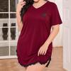 Camisón de talla grande para mujer, estilo europeo y americano, de manga corta, holgado, primavera/verano