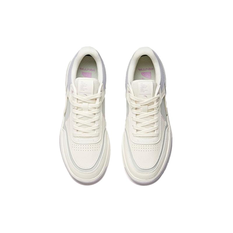 Anta Life Collection Wafers Durable Breathable Low-Top Skateboard Shoes Women's White Gray Purple Sneakers 922118081-1