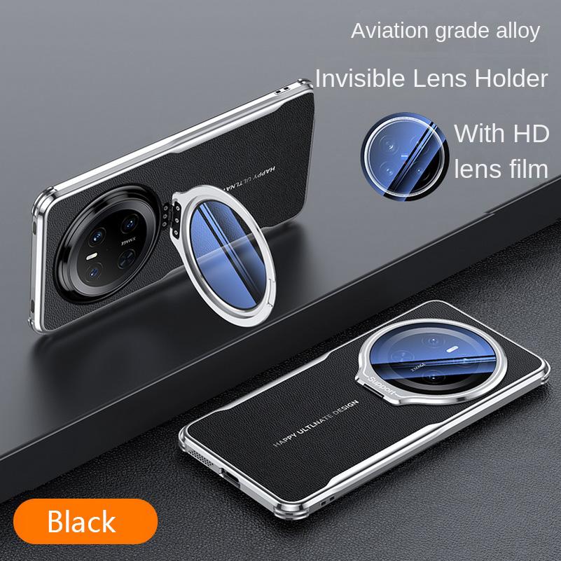 

Стеклянный объектив невидимый держатель чехол для Huawei Mate 70 Pro+ Четыре угла анти-падение простой кожаный чехол бампер для Huawei Pura 70Pro For Pura 70 Pro чёрный