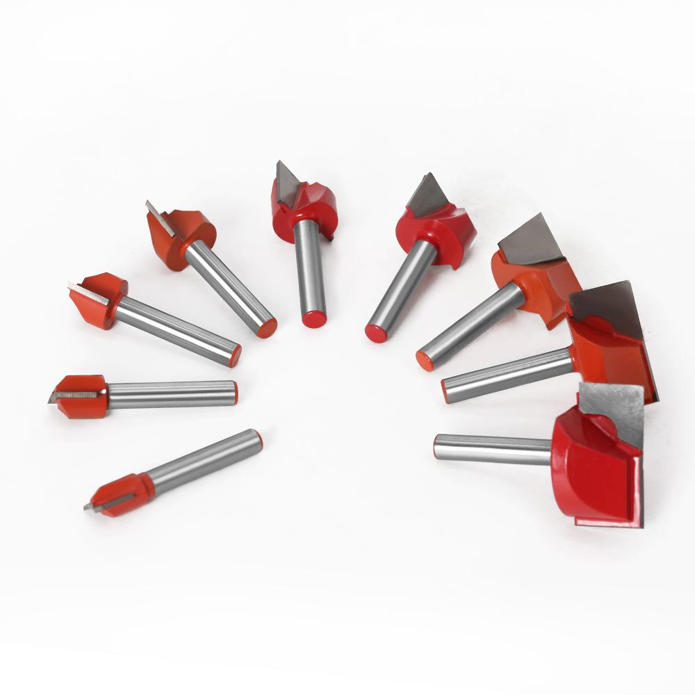 9-Piece Set Of 6 Handle Cleaning Cutter, Woodworking Milling Cutter, Slotting Cutter Engraving Machine Numerical Control Cutter Export Foreign Trade