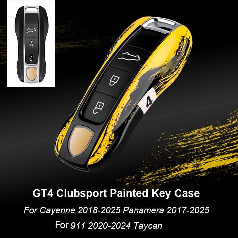 Pro Porsche Panamera Cayenne Macan 718 Cayman Boxster 911 Taycan 10-25 Auto Zelená Grello Lakovaný Klíčenka Ochranný Kryt