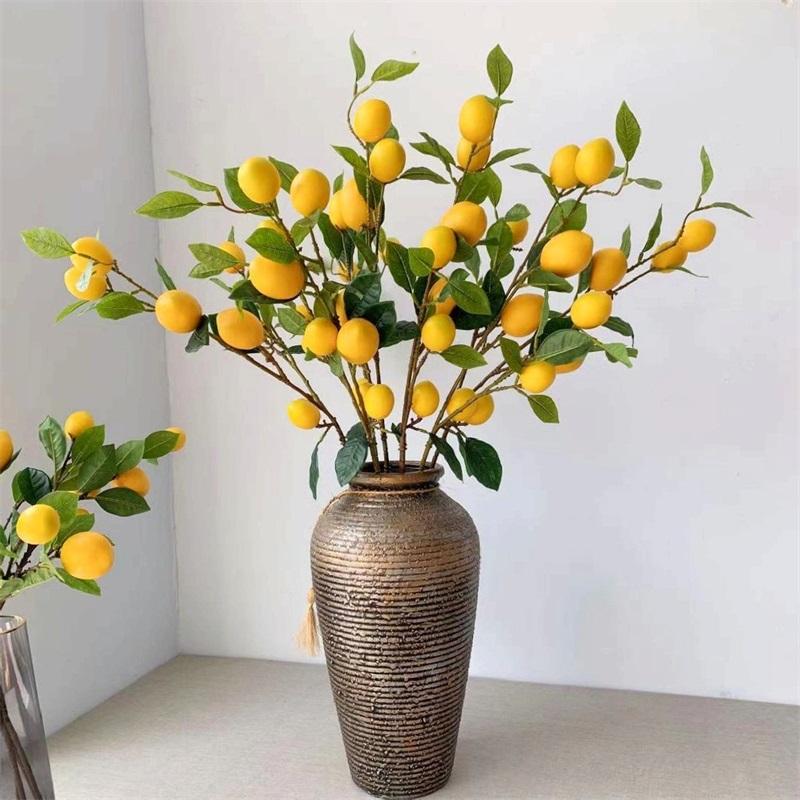 Artificial Lemon Branch Decorations High Simulation Vivid Lemon Farmhouse Style Home Decor for