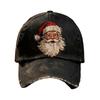 56-60cm Adjustable Distressed Christmas Baseball Cap Polyester Retro Santa Claus Hat  Adults