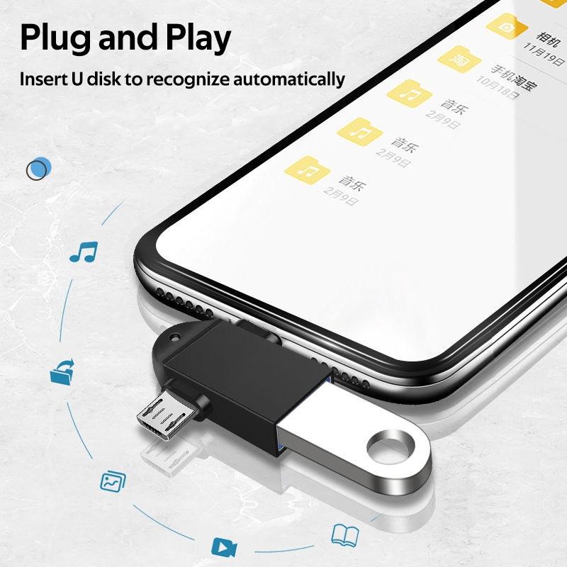 OTG Adapter USB Type C Micro USB 2 in 1 Android Mobile Phone Convertor U Disk Tablet OTG Connector USB3.0 OTG For Xiaomi