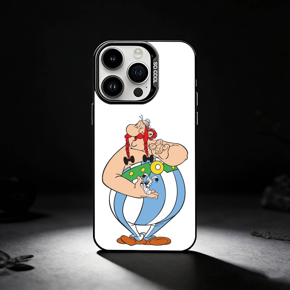 A-Asterix C-Cartoon O-Obelix Handyhülle Für iPhone 17,16,15,14,13,12,11 Plus,Pro Max,XS,Farbige silberne Handyhülle