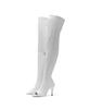 Ssimeez Thigh-High Open-Toe Heeled Boots (White Patent)