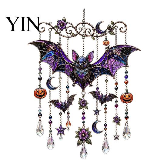 Sun Catcher for Window Decor Halloween Acrylic Wind Chime Pendant, Crystal Suncatcher Hanging Ornaments, Decorative Autumn Garden Decorations
